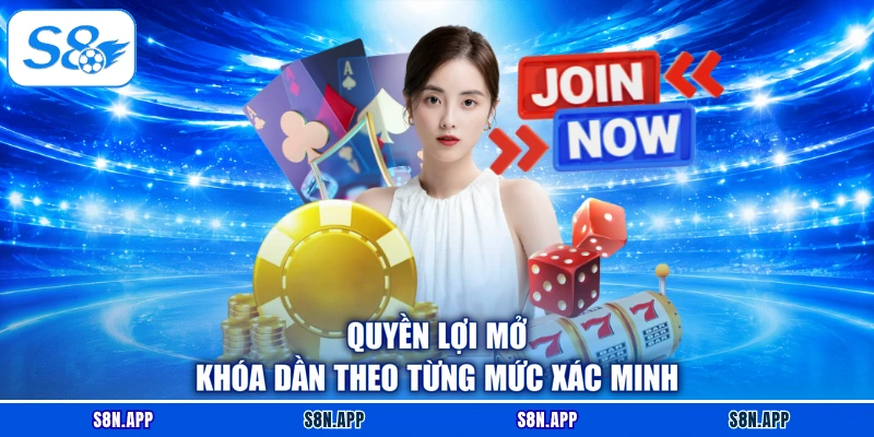 Quyền lợi mở khóa dần theo từng mức xác minh